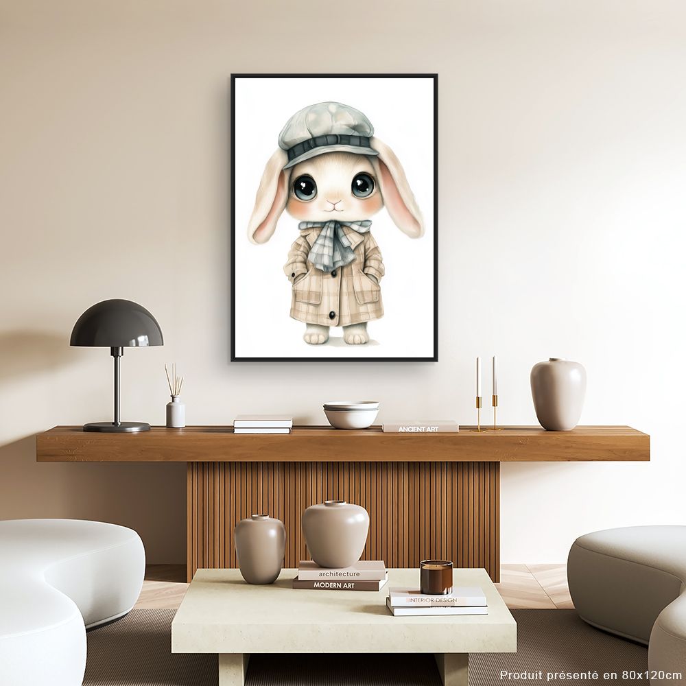 Tableau imprimé pour enfants 'Lapin élégant chic'