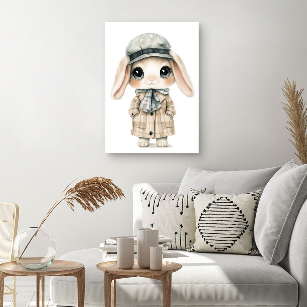 Tableau imprimé pour enfants 'Lapin élégant chic'