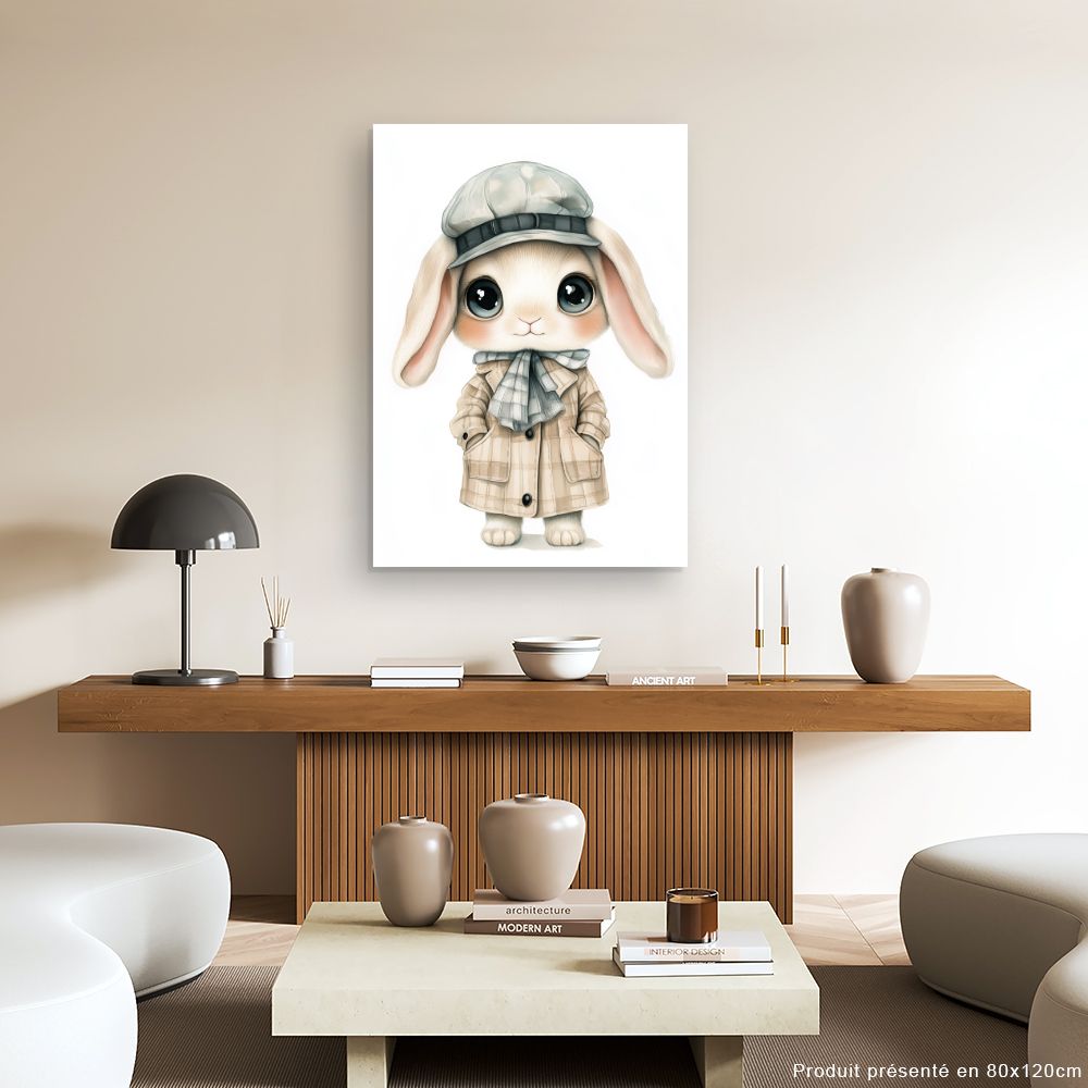 Tableau imprimé pour enfants 'Lapin élégant chic'