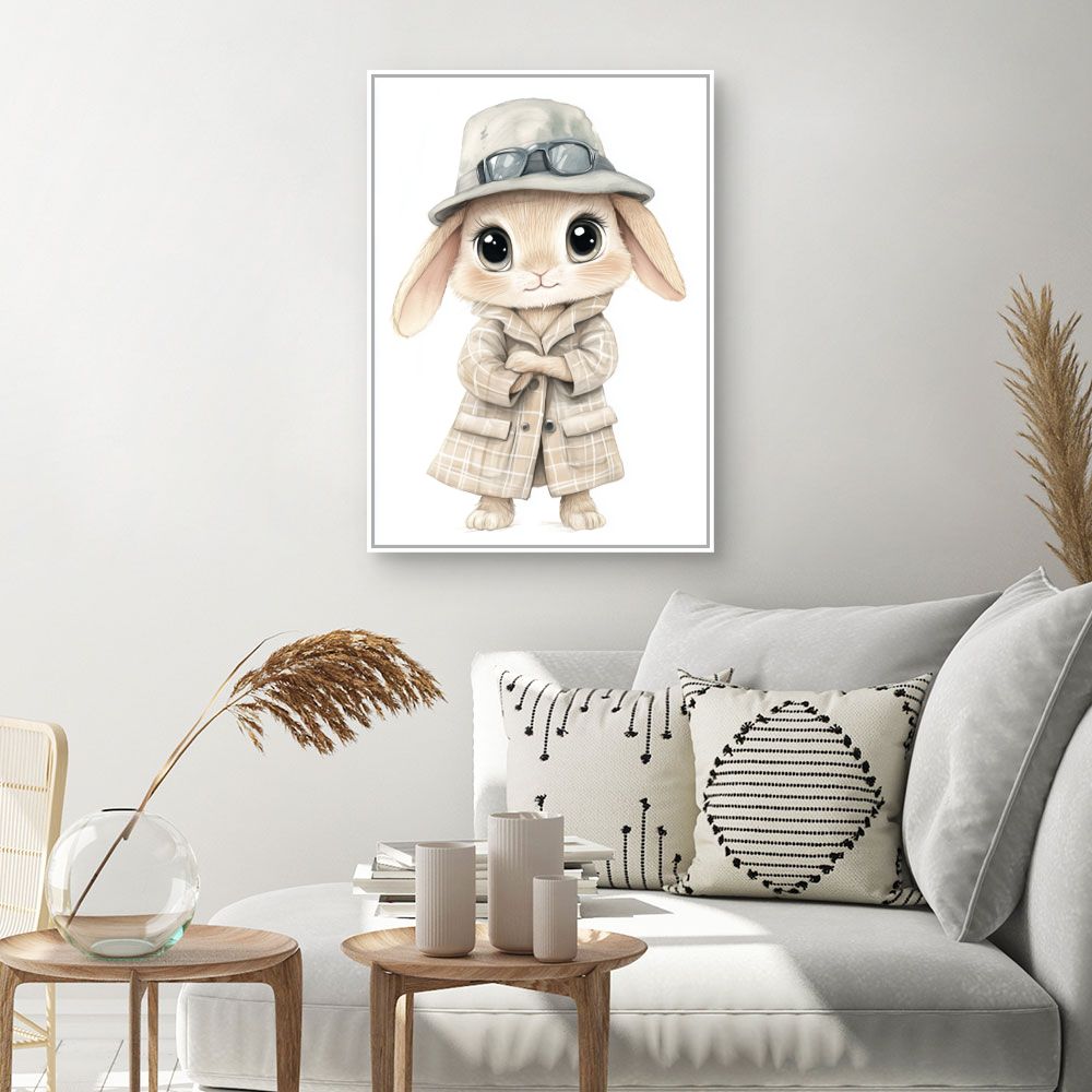 Tableau imprimé pour enfants 'Lapin stylé chic'