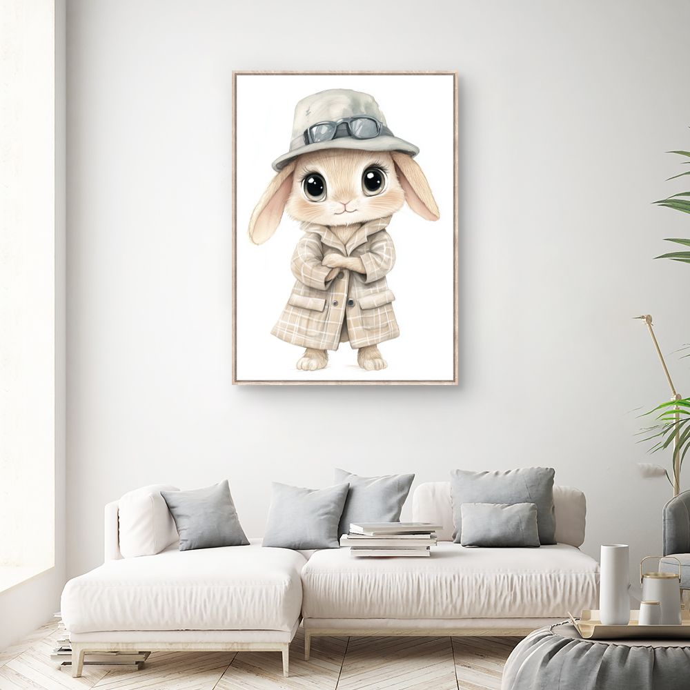 Tableau imprimé pour enfants 'Lapin stylé chic'
