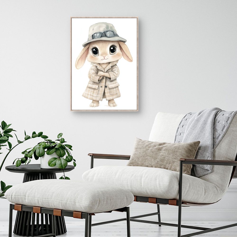 Tableau imprimé pour enfants 'Lapin stylé chic'