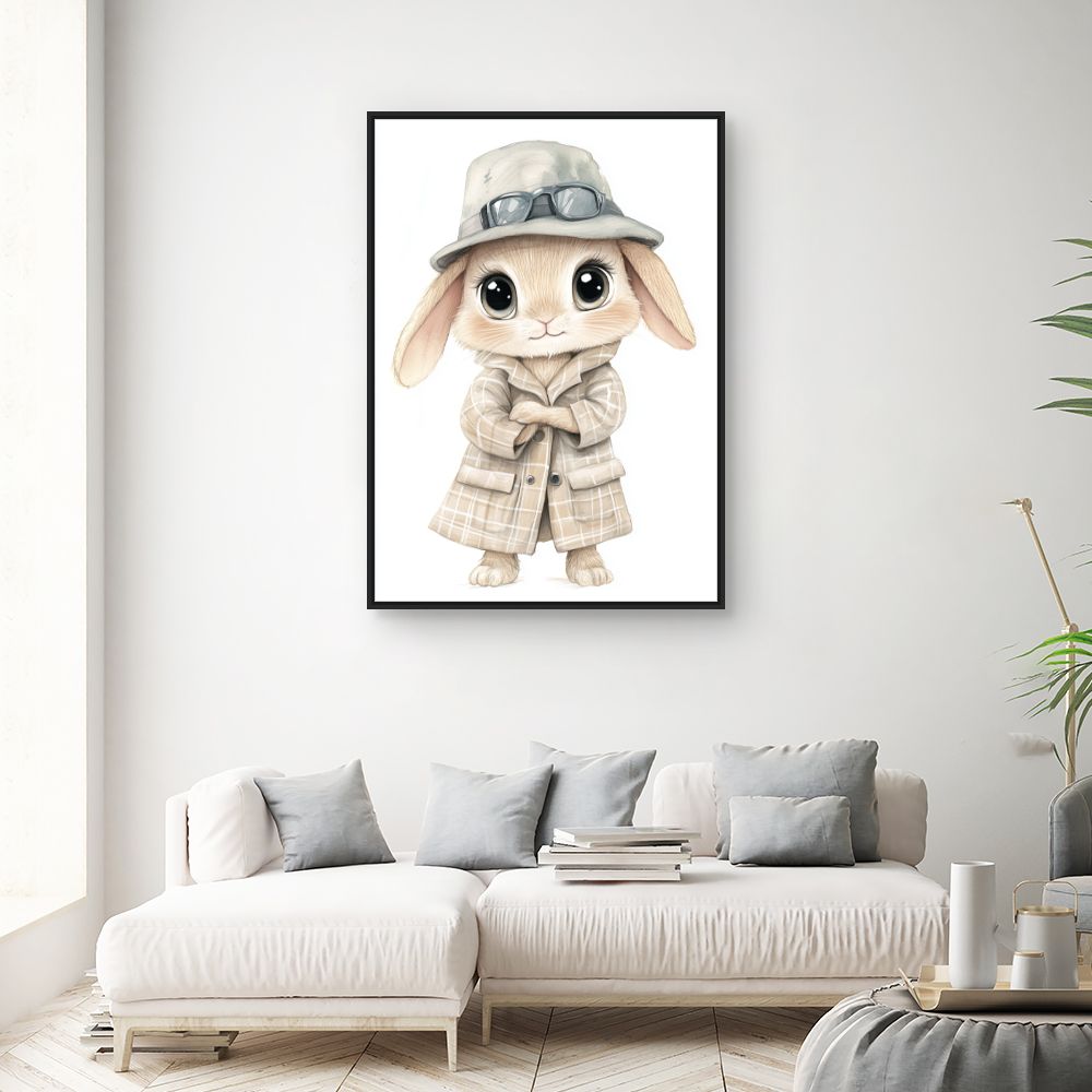 Tableau imprimé pour enfants 'Lapin stylé chic'