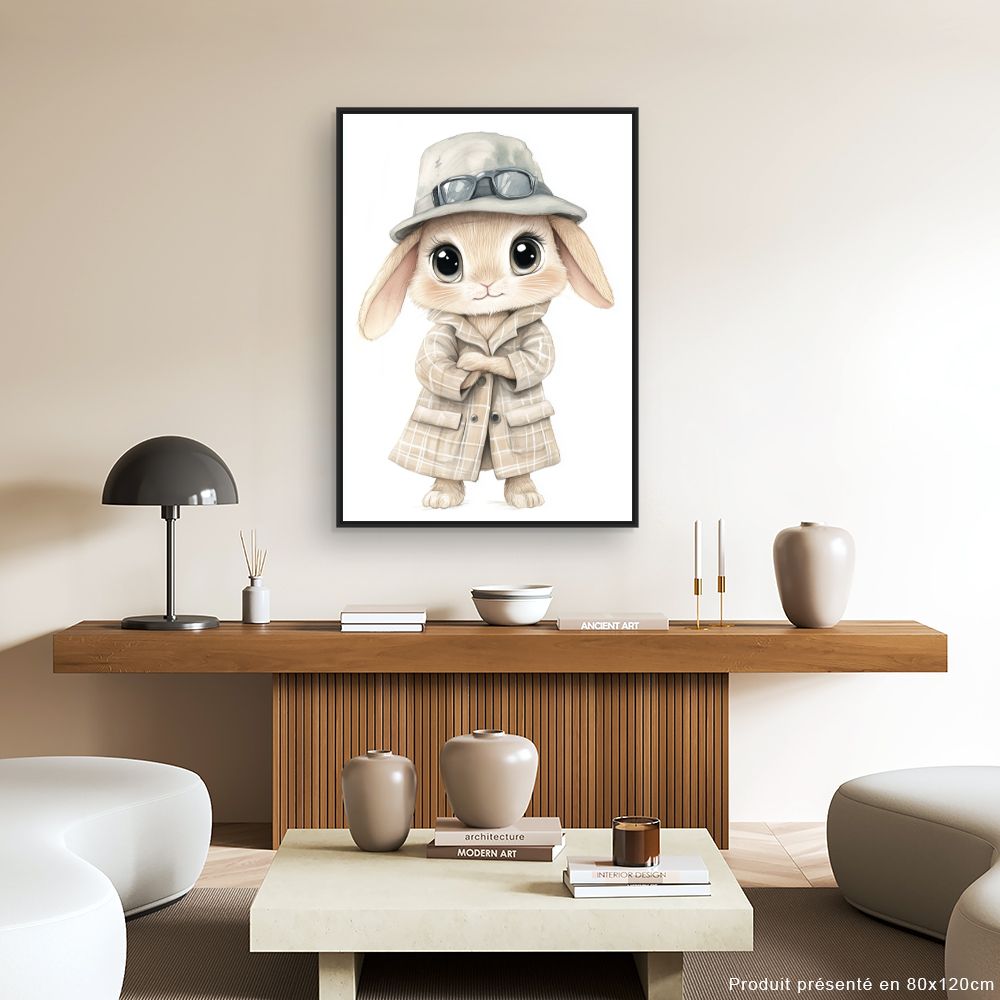 Tableau imprimé pour enfants 'Lapin stylé chic'