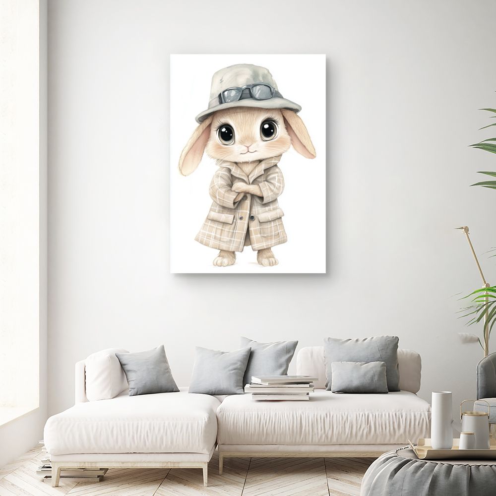 Tableau imprimé pour enfants 'Lapin stylé chic'