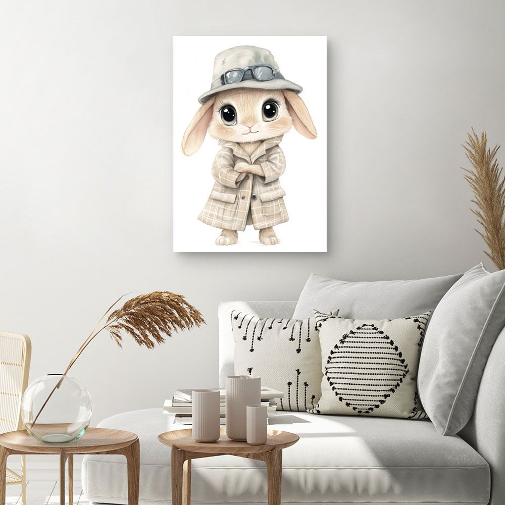 Tableau imprimé pour enfants 'Lapin stylé chic'