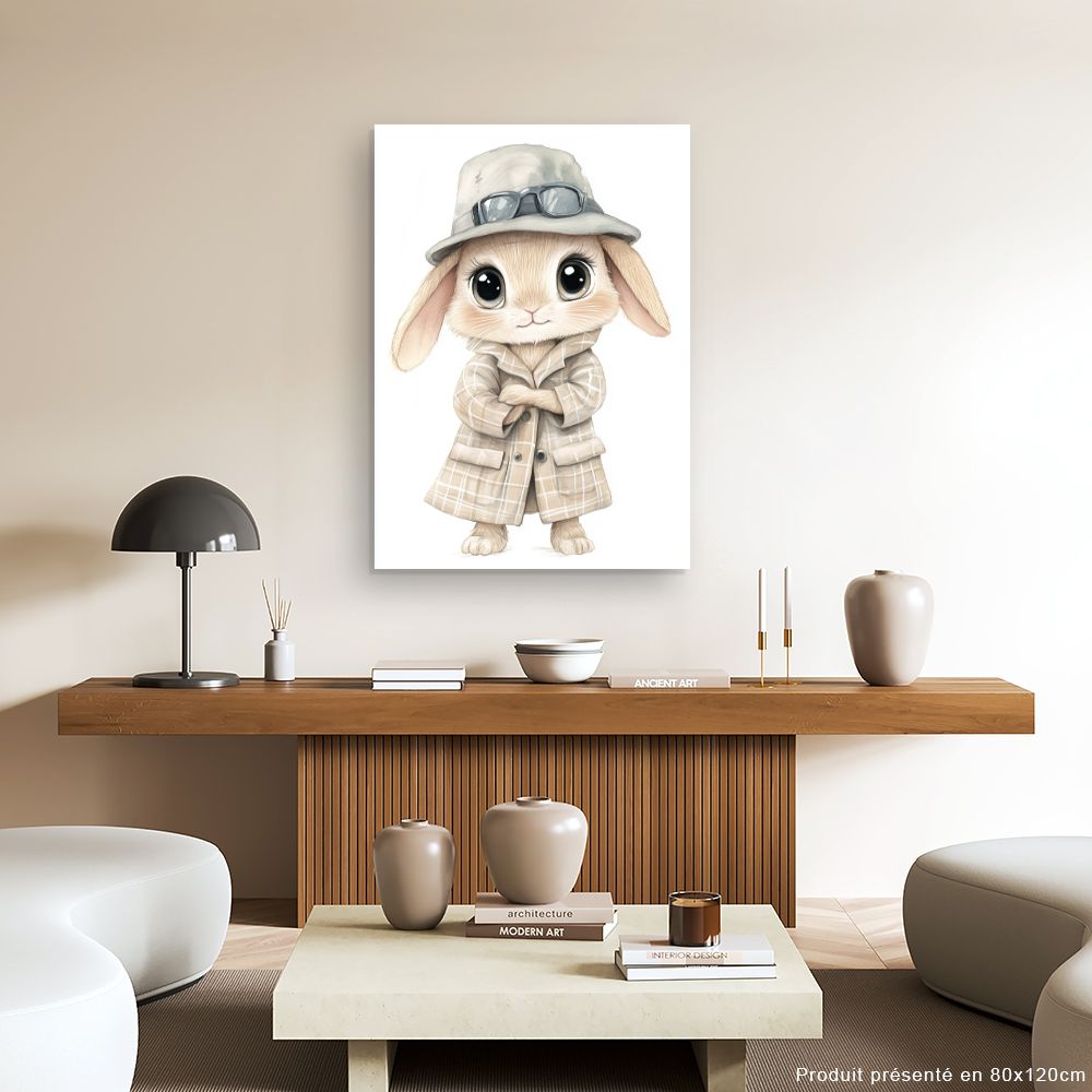 Tableau imprimé pour enfants 'Lapin stylé chic'