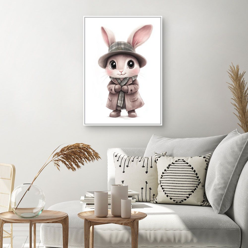 Tableau imprimé pour enfants 'Lapin élégant chic'