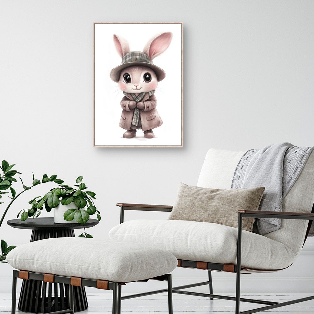 Tableau imprimé pour enfants 'Lapin élégant chic'
