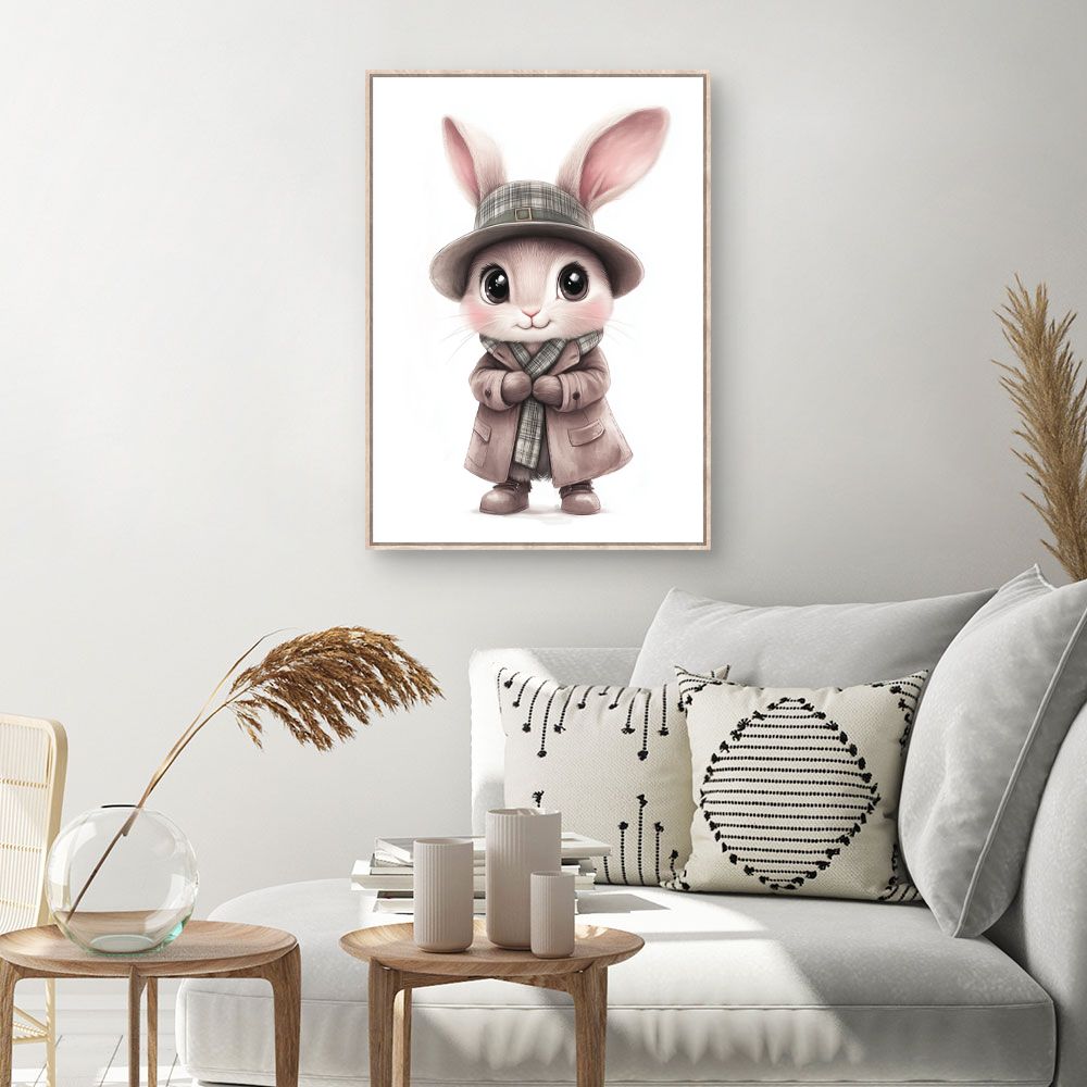 Tableau imprimé pour enfants 'Lapin élégant chic'