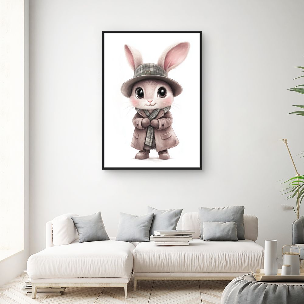 Tableau imprimé pour enfants 'Lapin élégant chic'