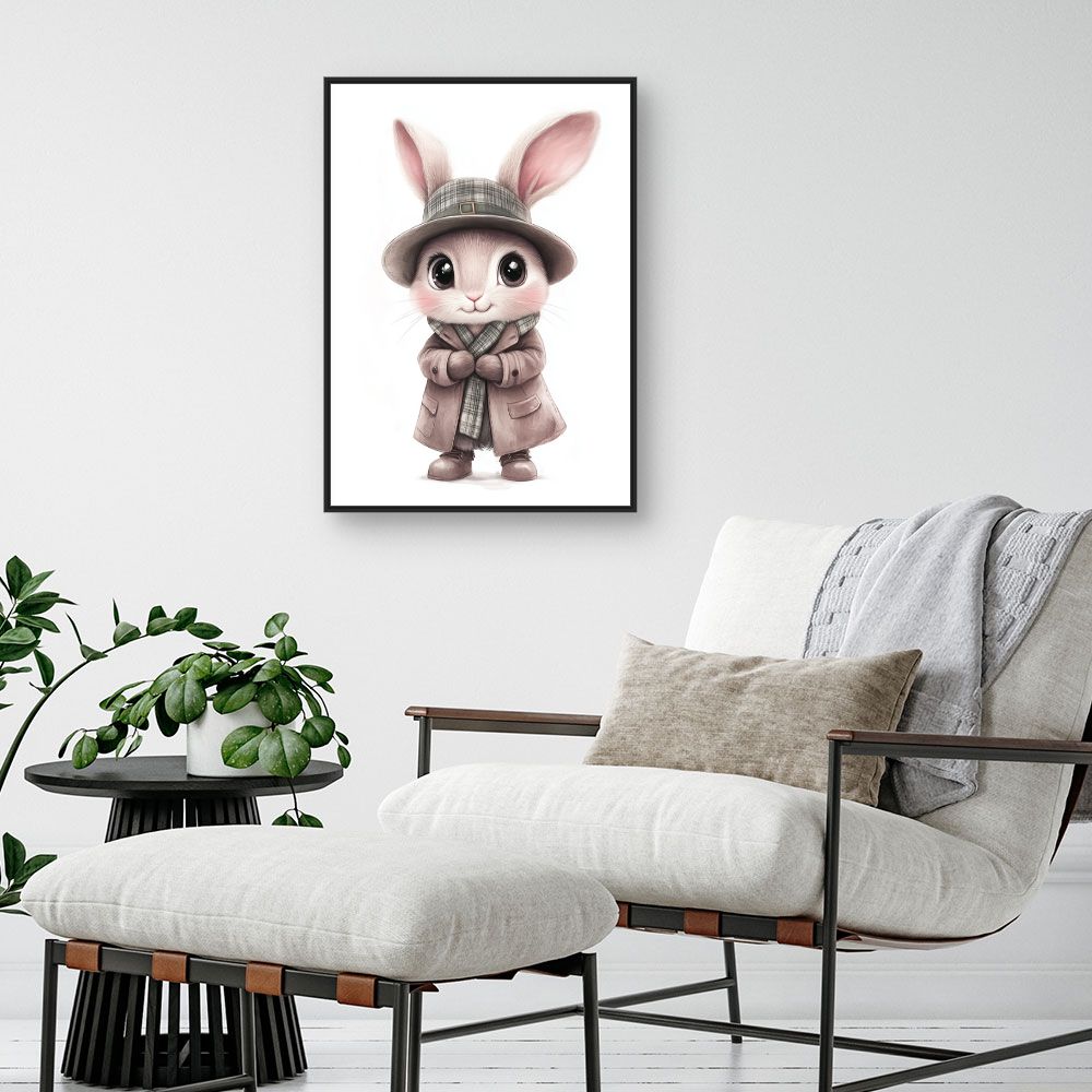 Tableau imprimé pour enfants 'Lapin élégant chic'