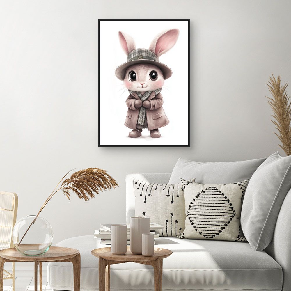 Tableau imprimé pour enfants 'Lapin élégant chic'