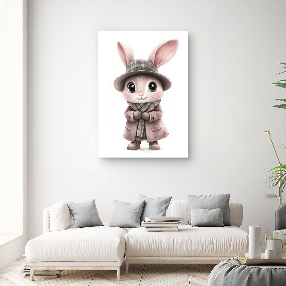 Tableau imprimé pour enfants 'Lapin élégant chic'