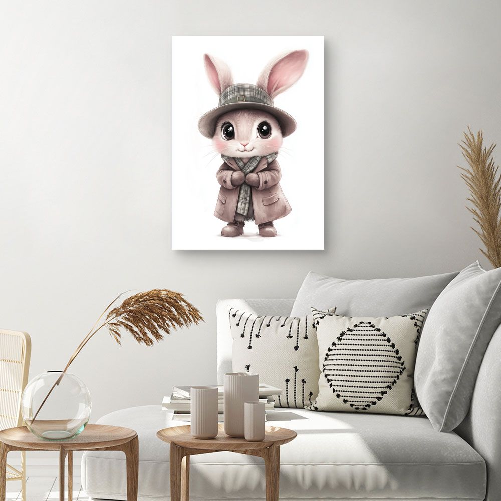 Tableau imprimé pour enfants 'Lapin élégant chic'