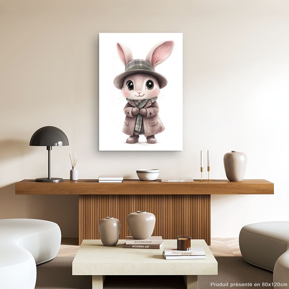 Tableau imprimé pour enfants 'Lapin élégant chic'