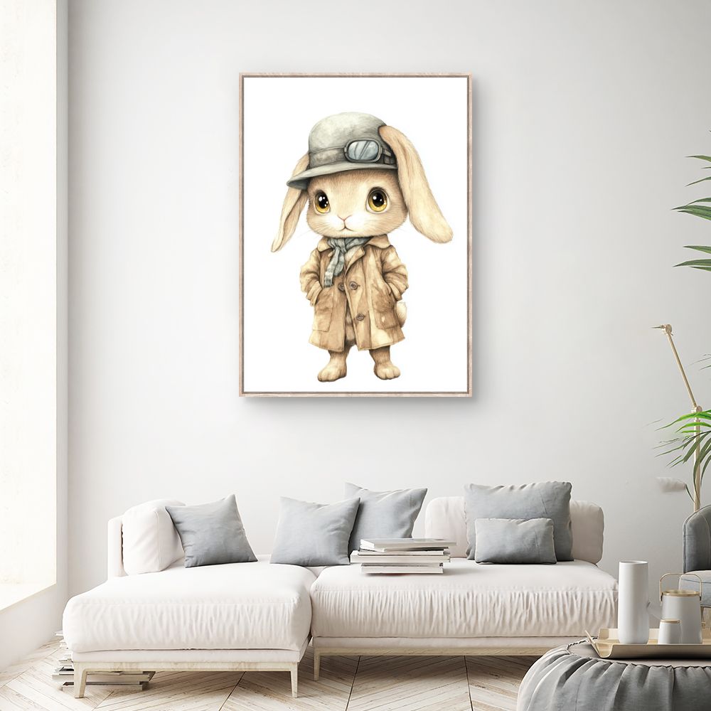 Tableau imprimé pour enfants 'Lapin élégant'
