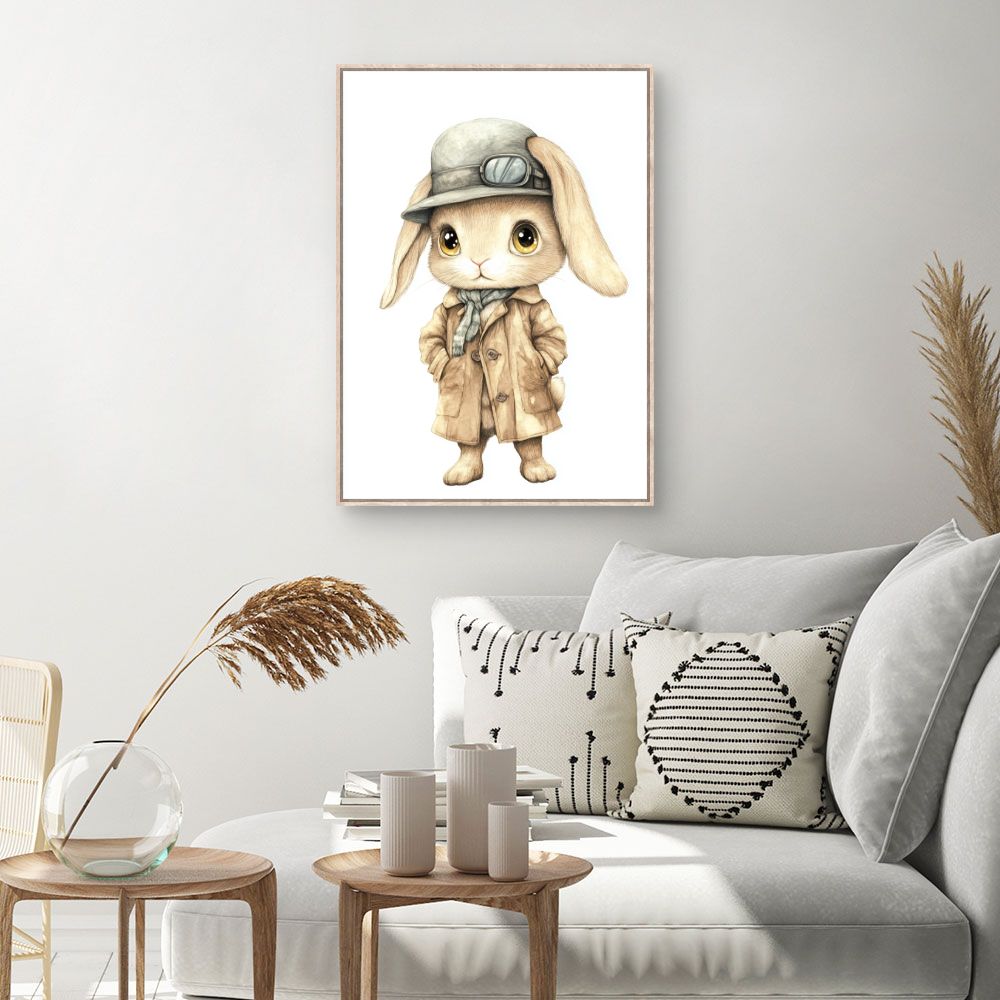 Tableau imprimé pour enfants 'Lapin élégant'