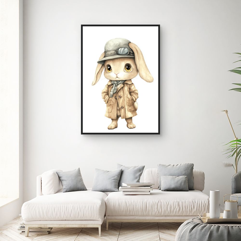Tableau imprimé pour enfants 'Lapin élégant'