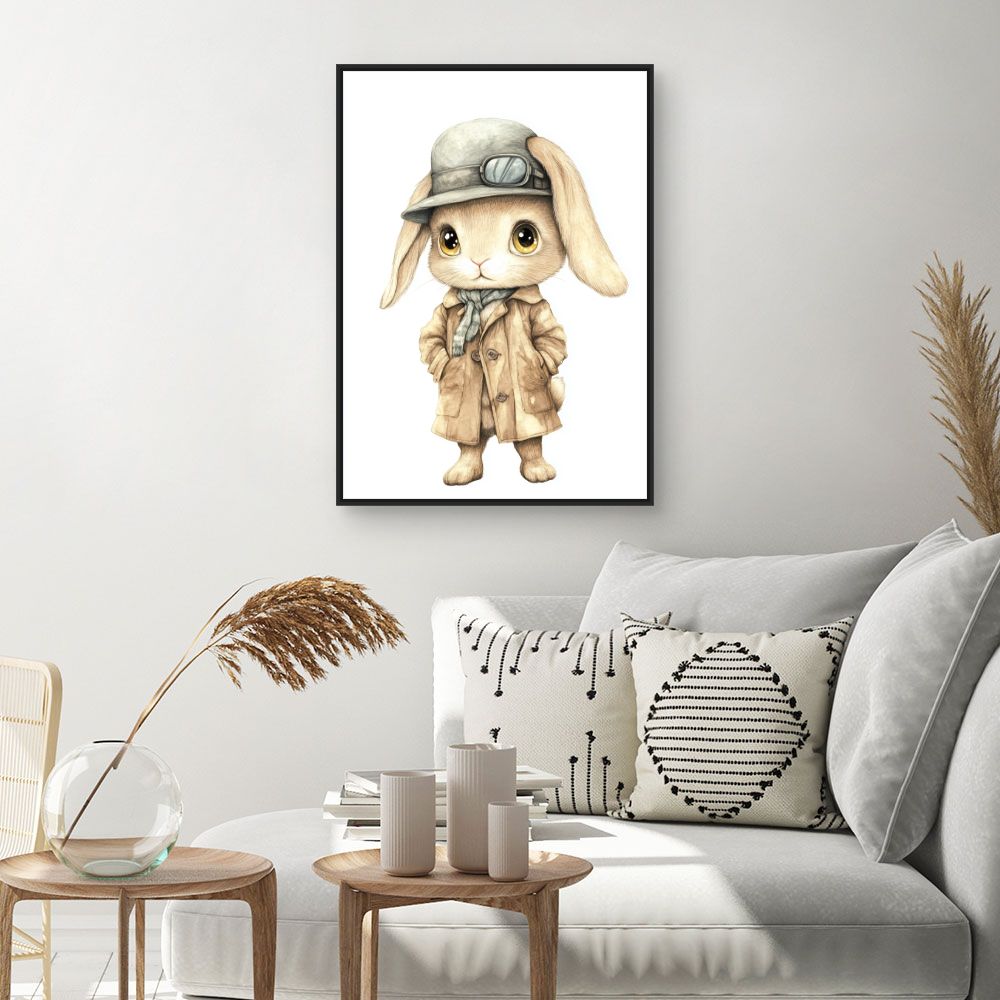 Tableau imprimé pour enfants 'Lapin élégant'