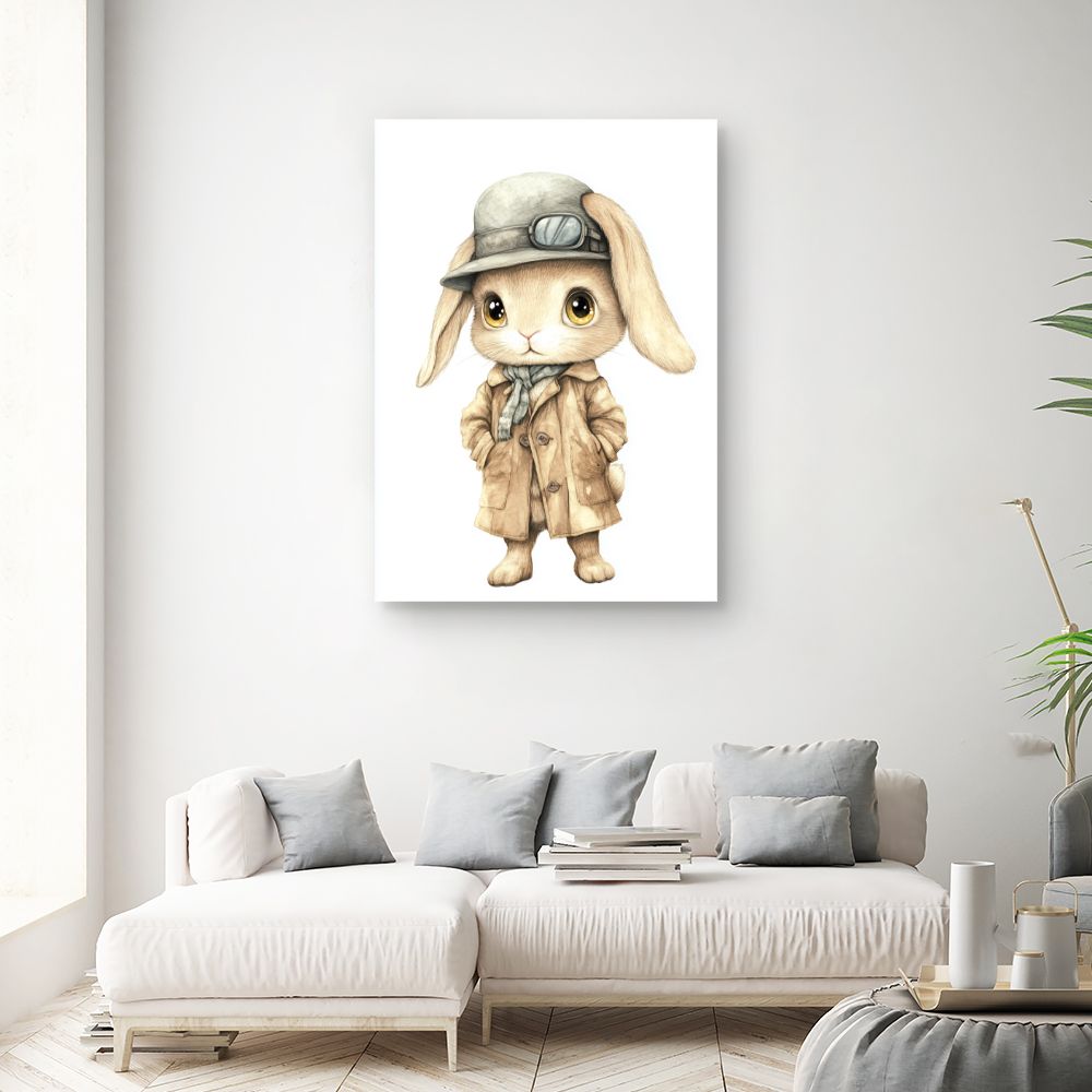 Tableau imprimé pour enfants 'Lapin élégant'