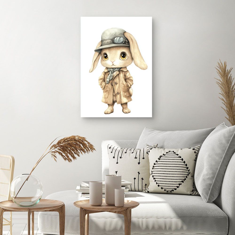 Tableau imprimé pour enfants 'Lapin élégant'