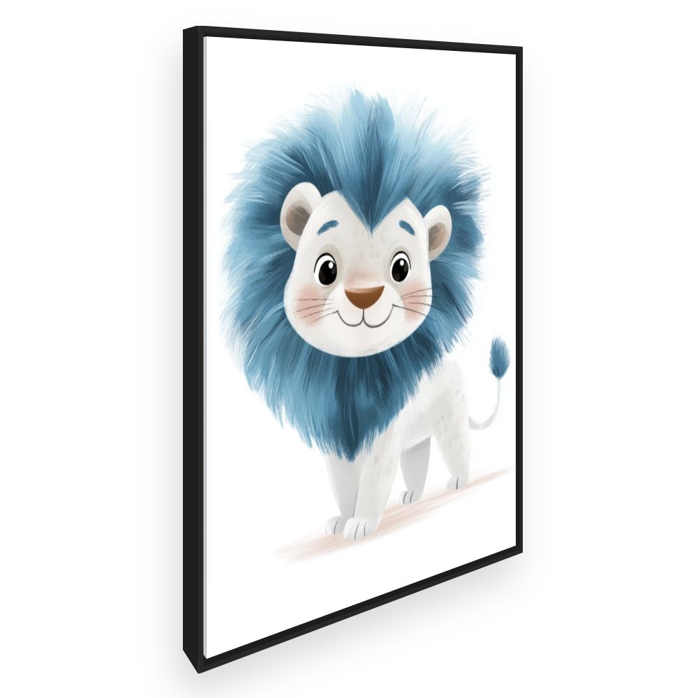 Tableau imprimé pour enfants 'Lionceau bleu adorable'