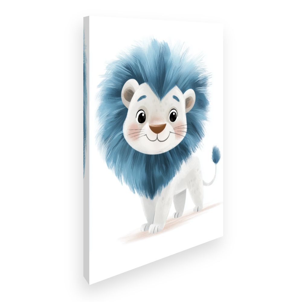 Tableau imprimé pour enfants 'Lionceau bleu adorable'