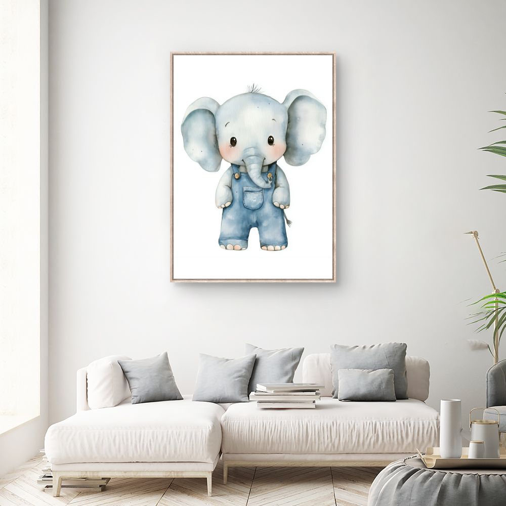 Tableau imprimé pour enfants 'Éléphant mignon'