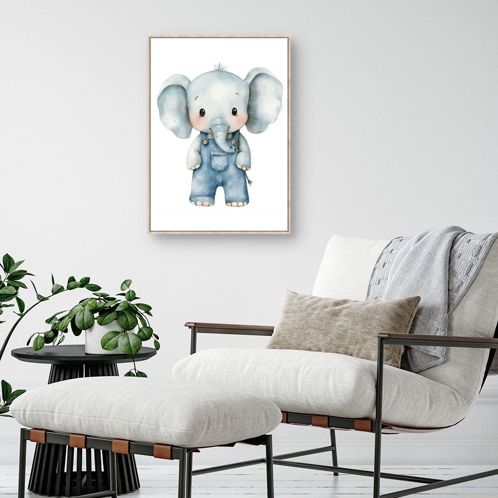 Tableau imprimé pour enfants 'Éléphant mignon'