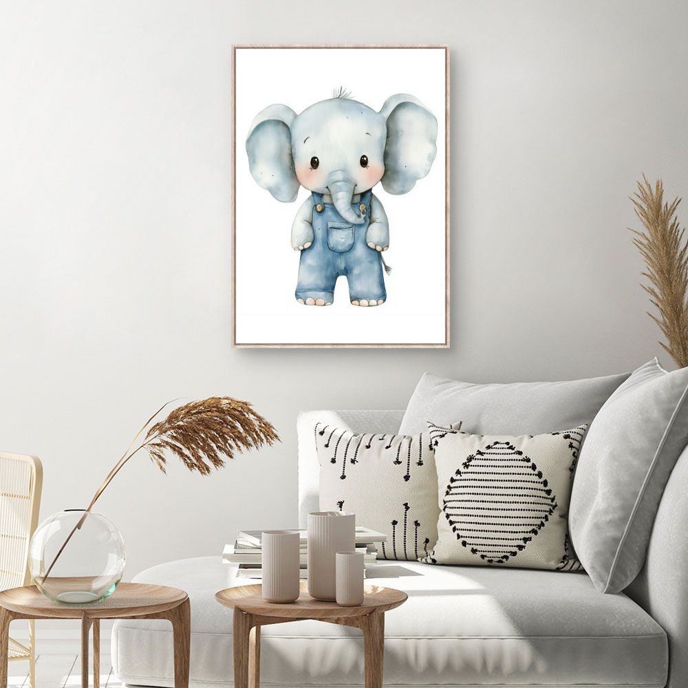 Tableau imprimé pour enfants 'Éléphant mignon'