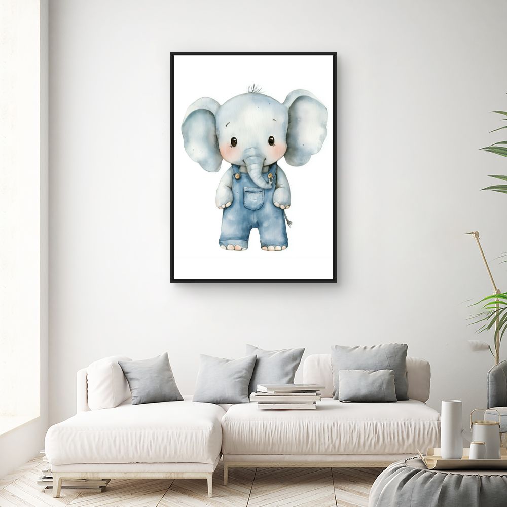 Tableau imprimé pour enfants 'Éléphant mignon'