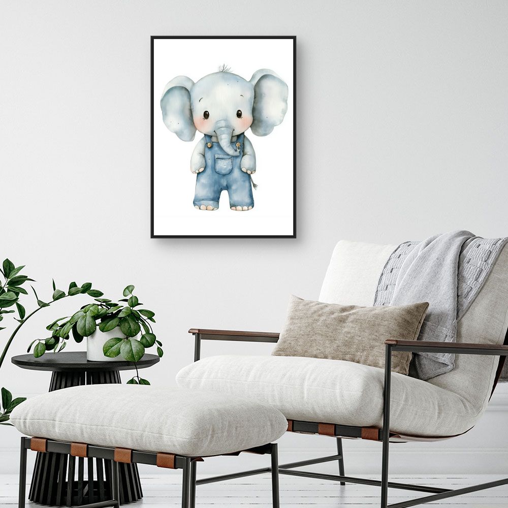 Tableau imprimé pour enfants 'Éléphant mignon'