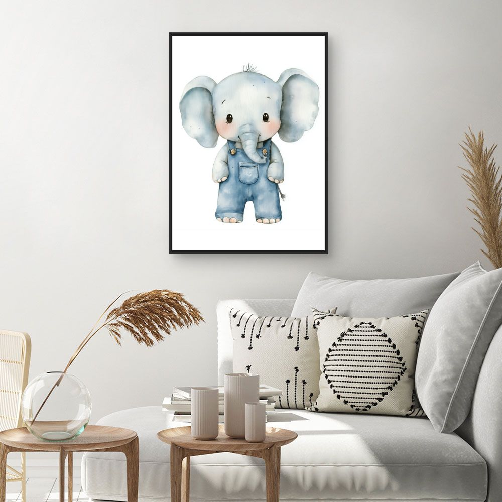 Tableau imprimé pour enfants 'Éléphant mignon'