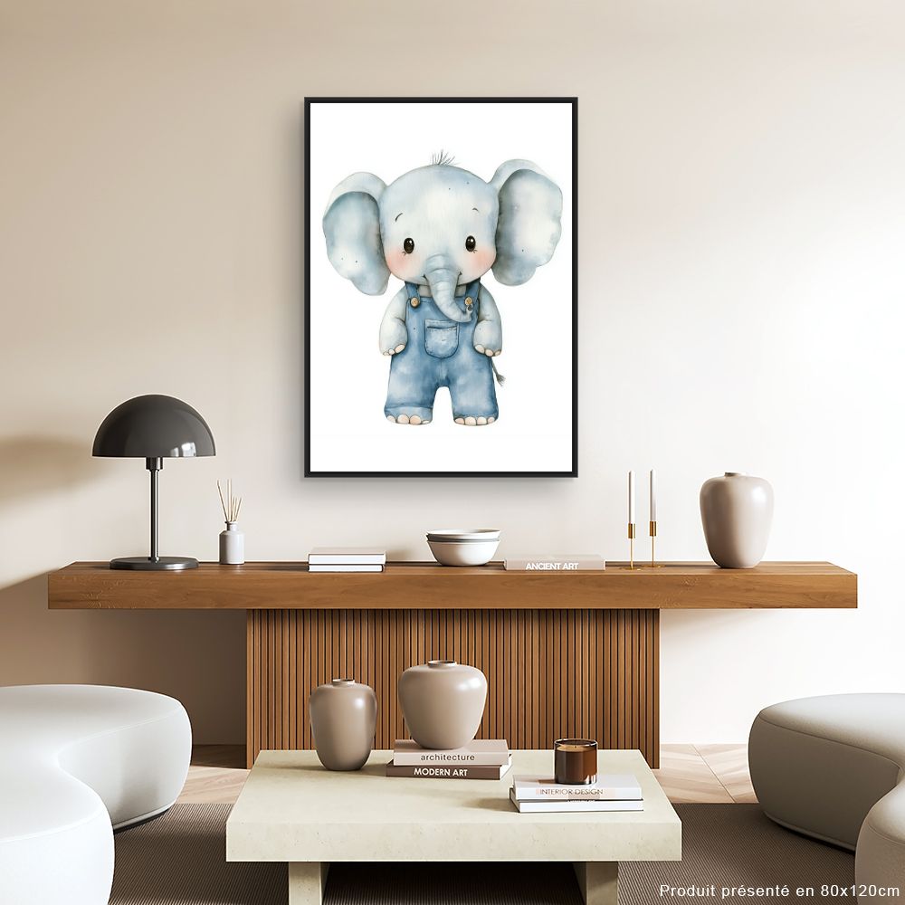 Tableau imprimé pour enfants 'Éléphant mignon'