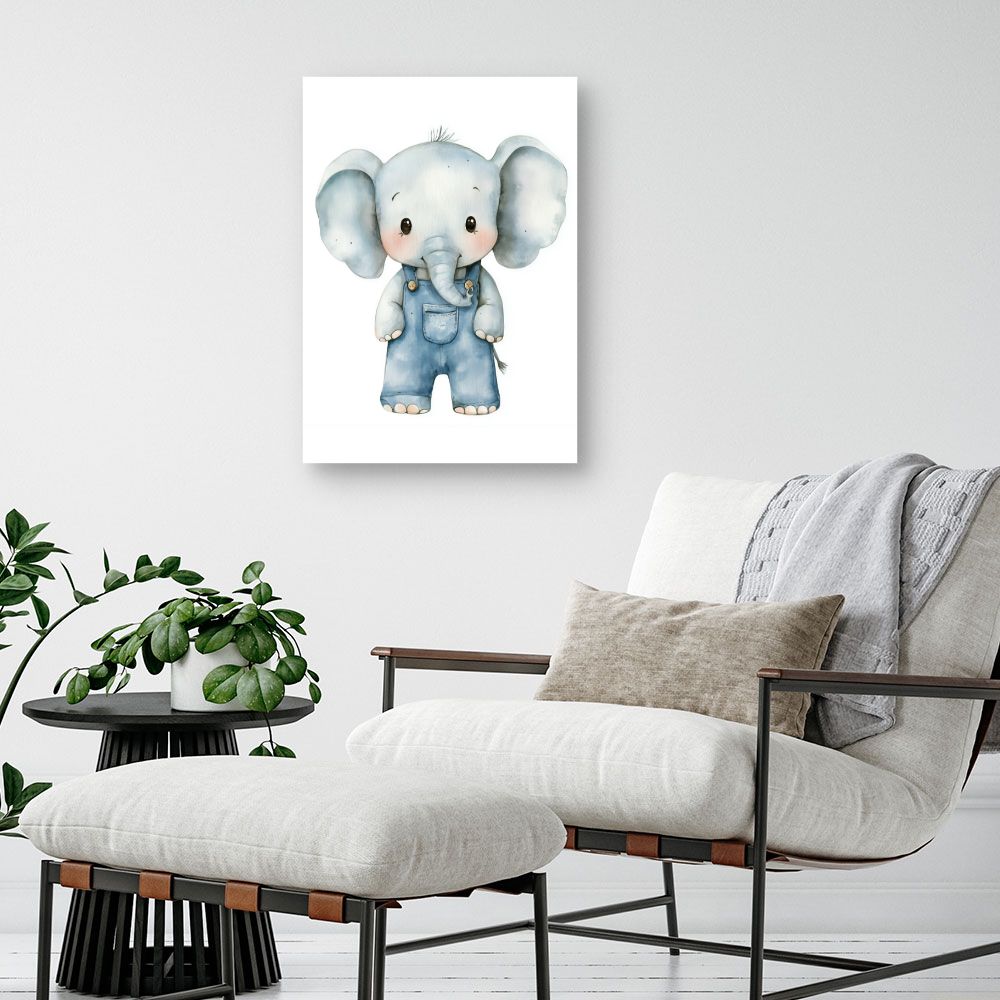 Tableau imprimé pour enfants 'Éléphant mignon'