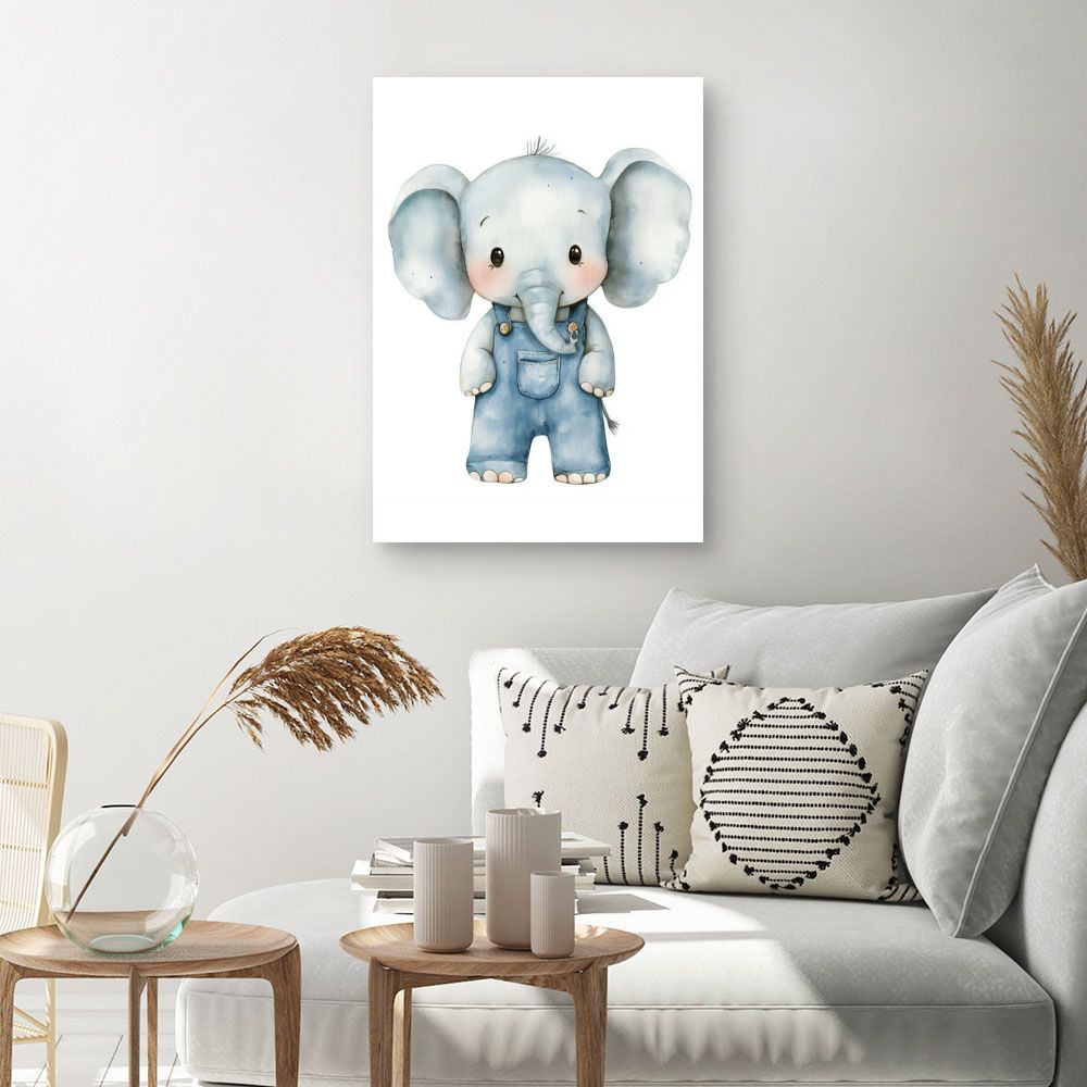Tableau imprimé pour enfants 'Éléphant mignon'