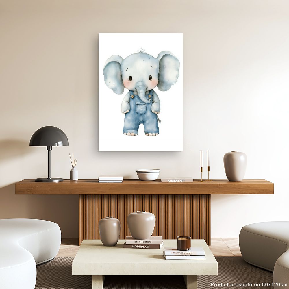 Tableau imprimé pour enfants 'Éléphant mignon'