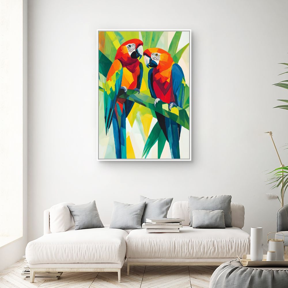 Schilderij "Opvallende papegaaien"