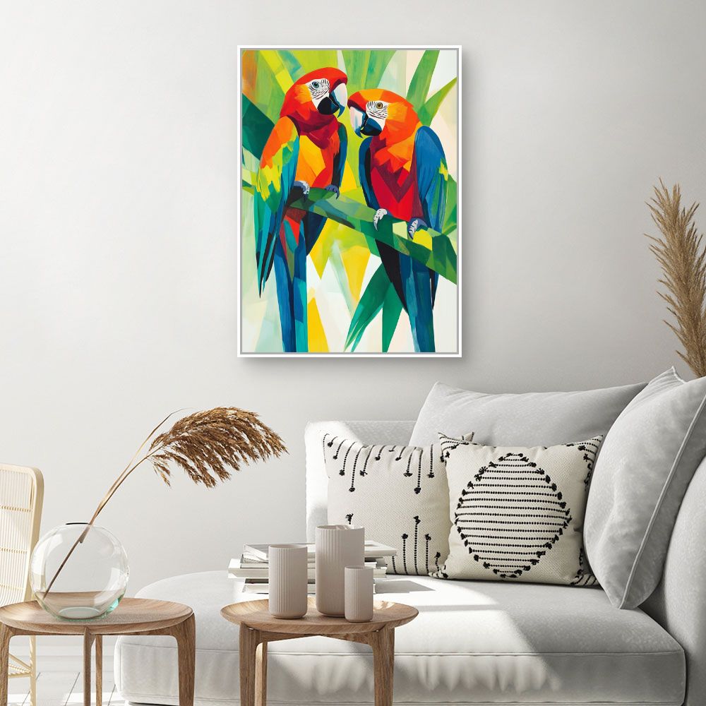 Schilderij "Opvallende papegaaien"