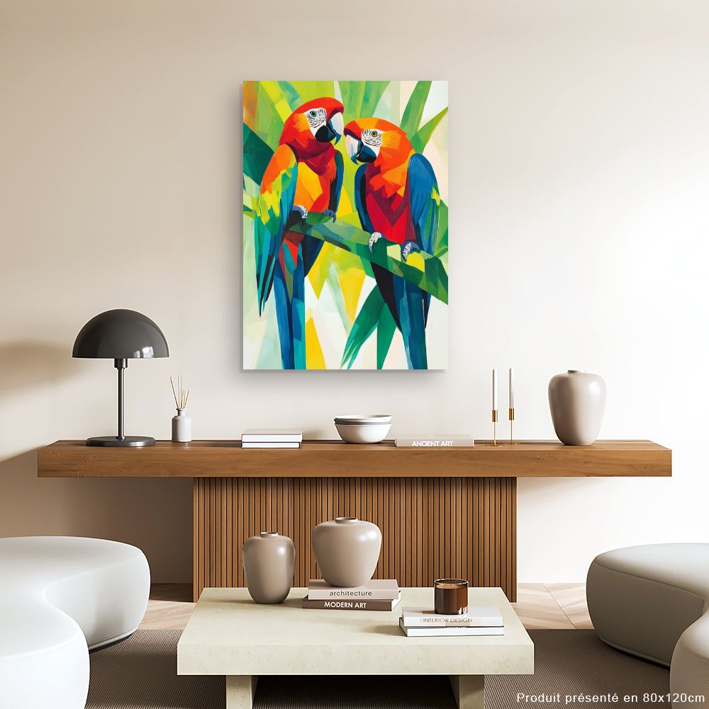 Schilderij "Opvallende papegaaien"