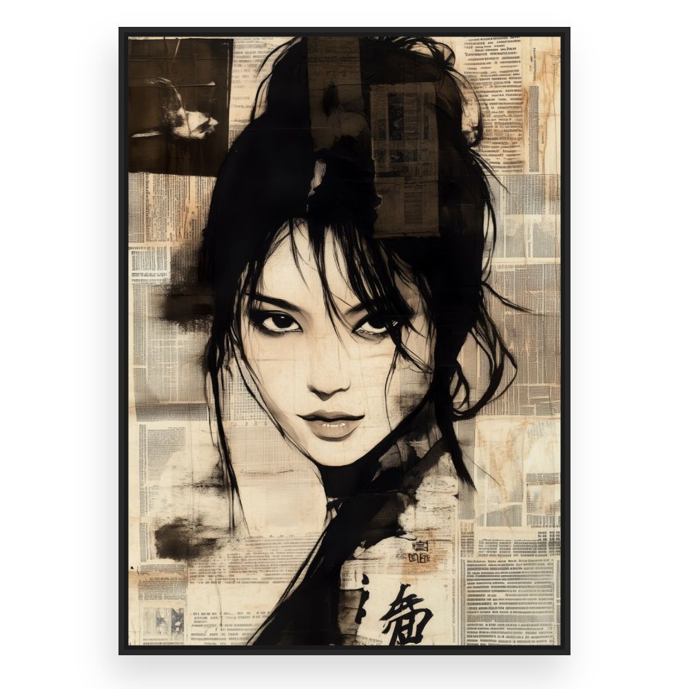 Toile Portrait mystérieux élégant – toile cadre noir (slide 3)
