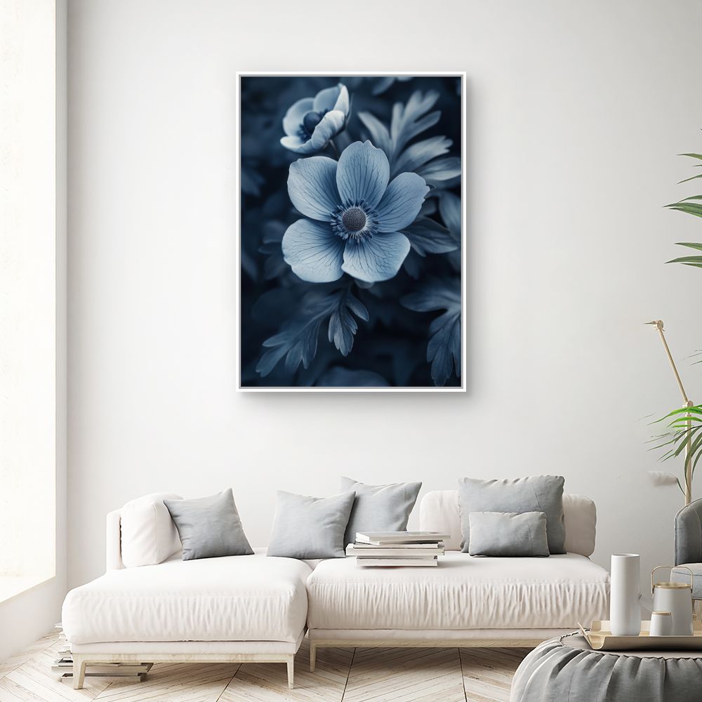 Toile "Fleurs élégantes bleues"
