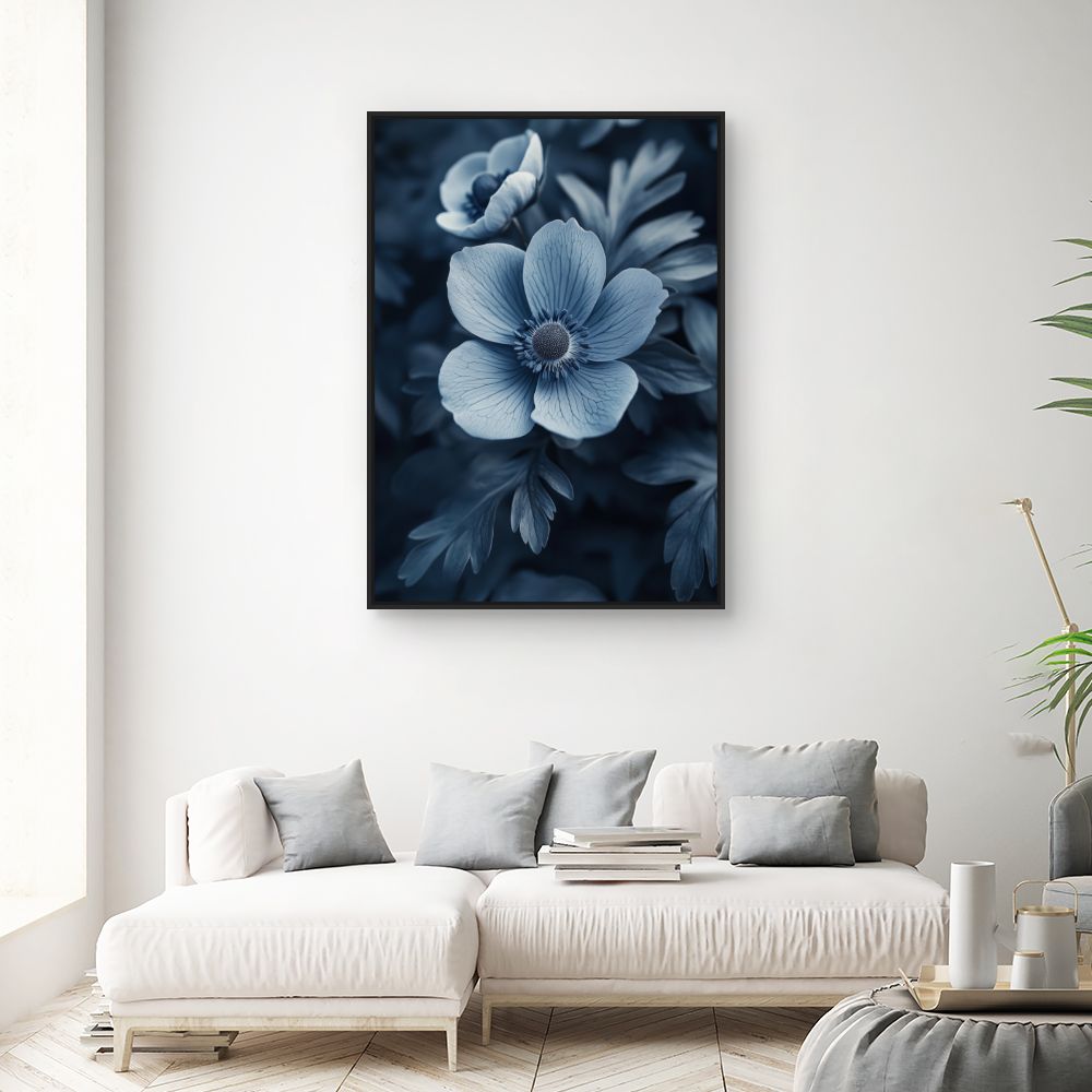 Toile "Fleurs élégantes bleues"