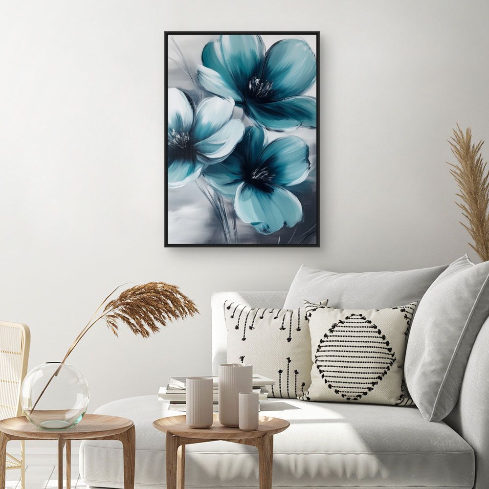 Toile "Fleurs bleues vibrantes"