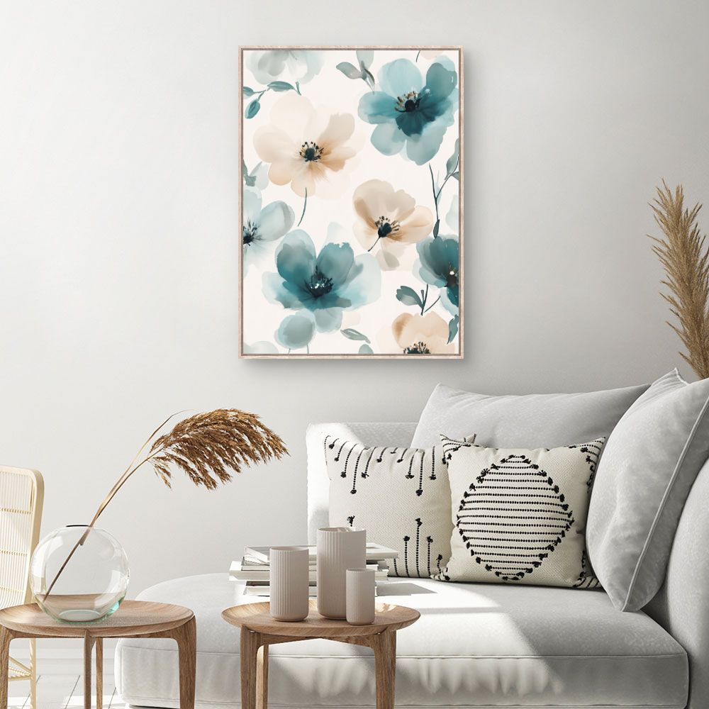 Toile Fleurs délicates – toile cadre naturel (slide 1, 60×90)