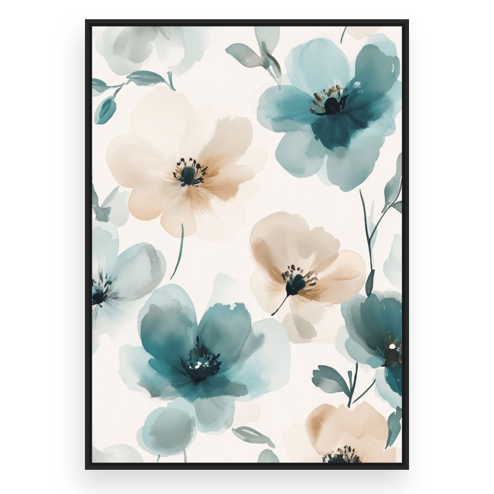 Toile Fleurs délicates – toile cadre noir (slide 3)