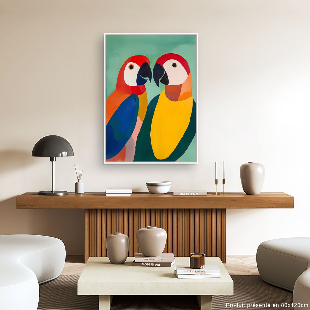 Schilderij "Gekleurde papegaaien"