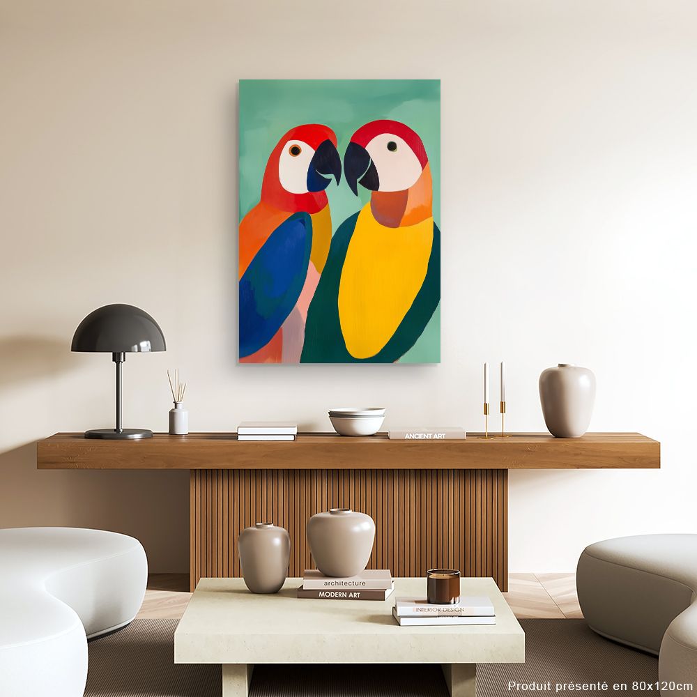 Schilderij "Gekleurde papegaaien"