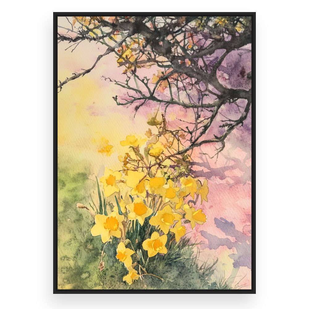 Toile Fleurs printanières – toile cadre noir (slide 3)